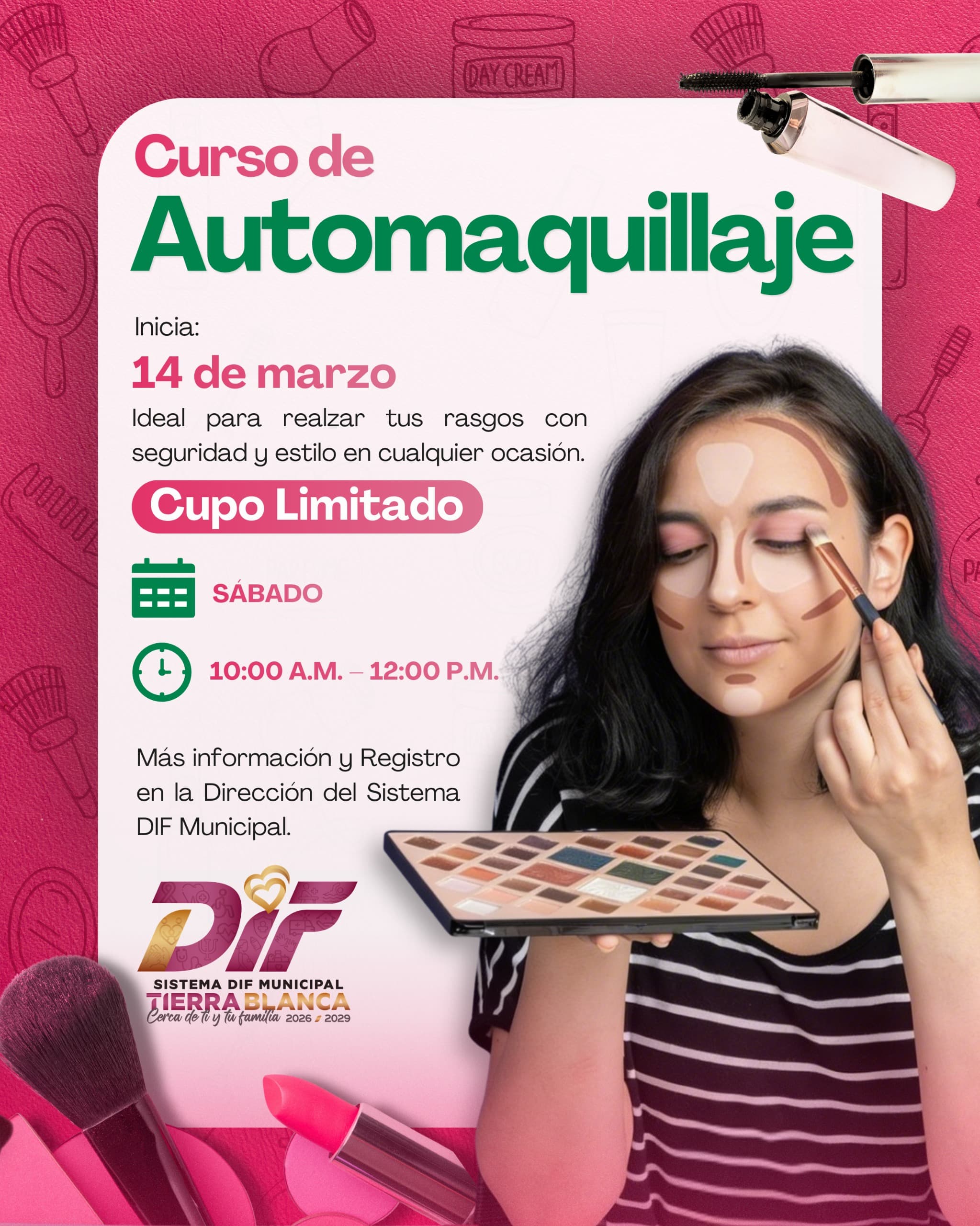 Aprende Automaquillaje en el DIF Tierra Blanca. 💄